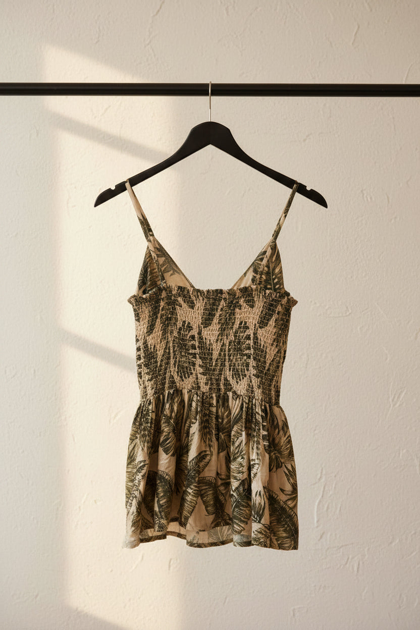 ANGIE Women's Tropical Leaf Print Peplum Camisole Top