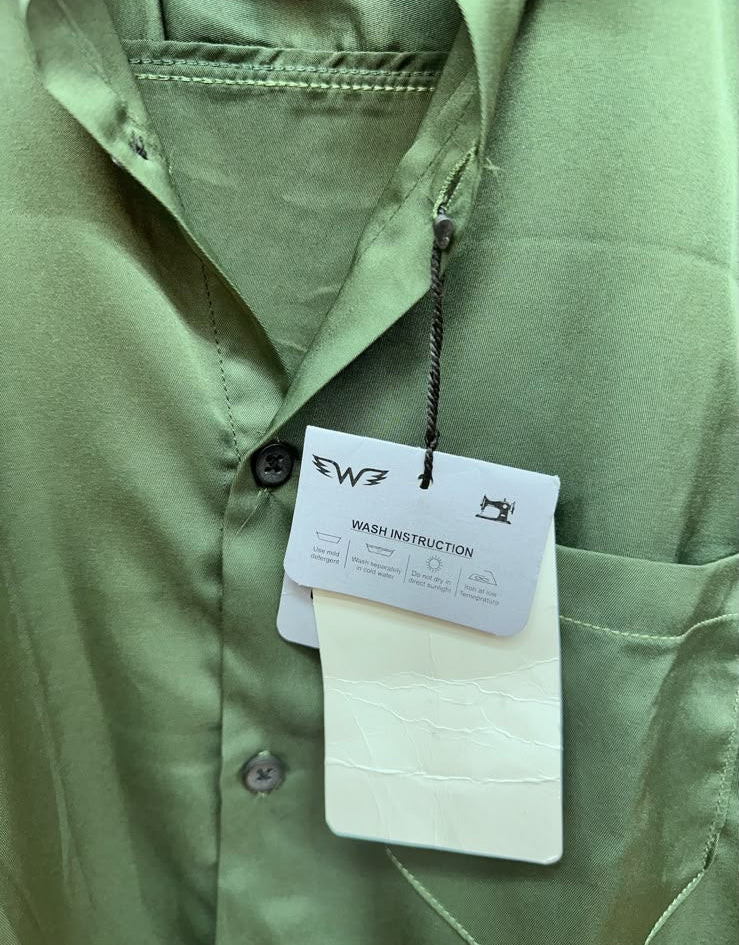 White Fox Men's Green Full Sleeve Casual Shirt
