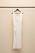 White V-Neck Sleeveless Maxi Dress with Slit