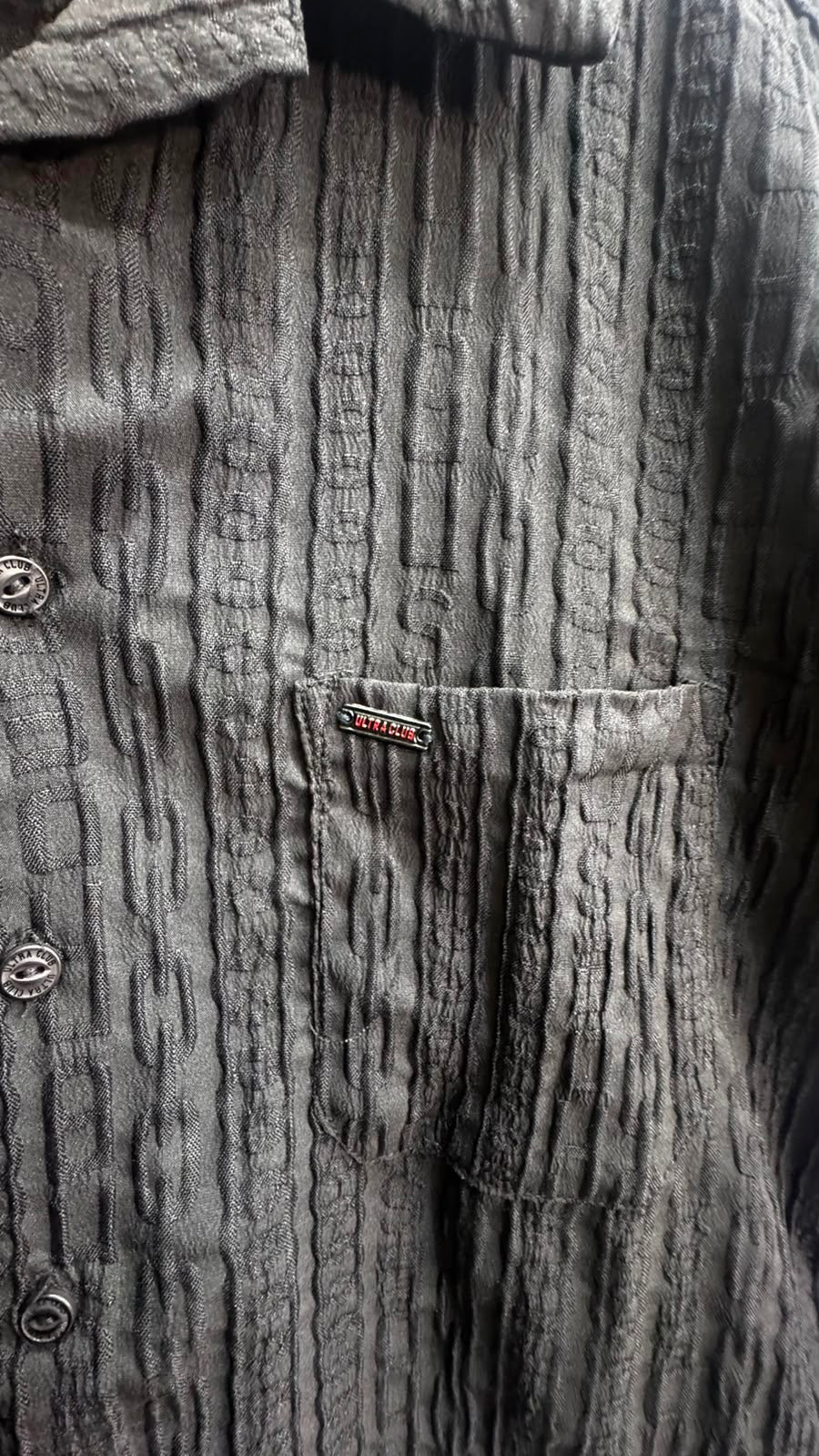 Men's Black Textured Short Sleeve Shirt by ULTRA CLUB