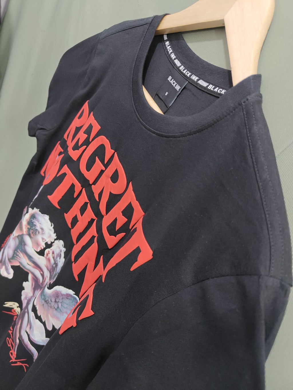 BLACK INK Men's Black Regret Nothing Graphic T-Shirt