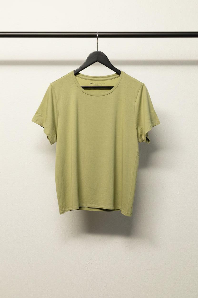 Blissclub Women's XXXL-Una Olive Green Short Sleeve T-Shirt