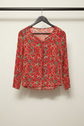 Red Floral Print Long Sleeve Top