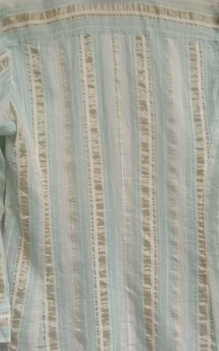 Women's Striped Long Sleeve Collared Shirt