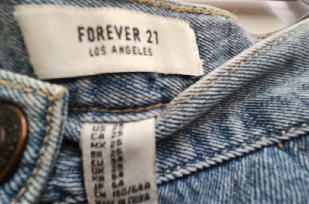 Forever 21 Light Wash Denim Button-Front Mini Skirt