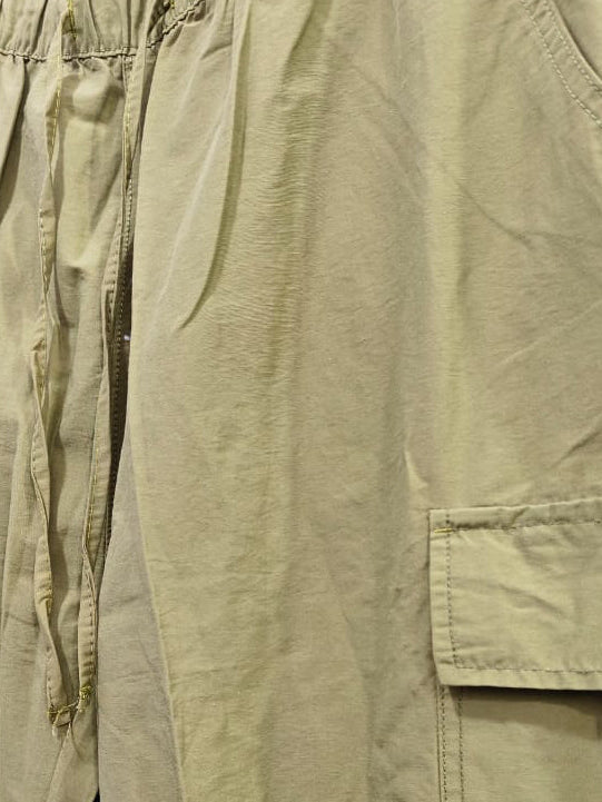 Men's Olive Green Elastic Waist Cargo Pants with Pockets