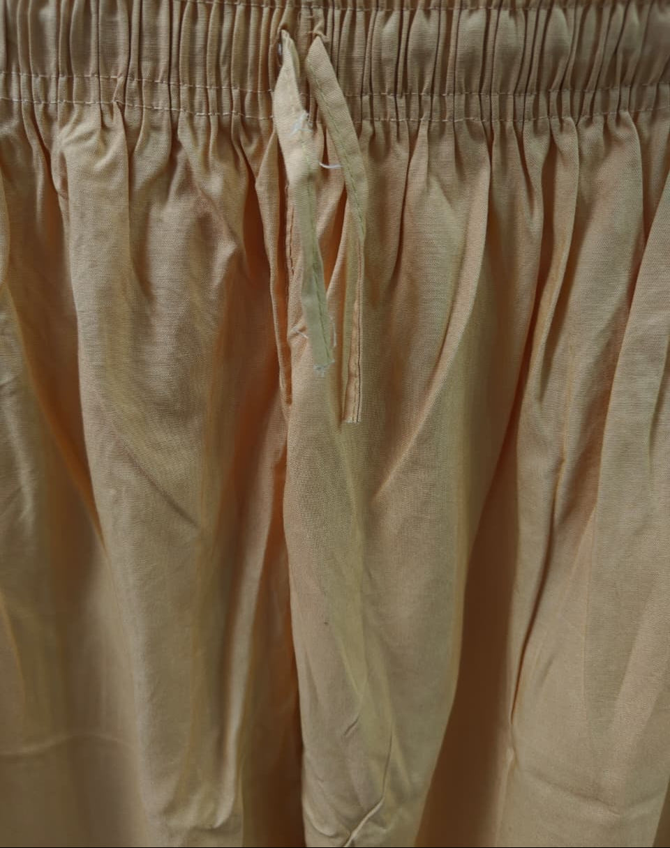 LUCKY POCKET Women's Beige Free Size Straight Leg Trousers