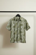 Bulan Men's Green & White Leaf Print Short Sleeve Button-Up Shirt
