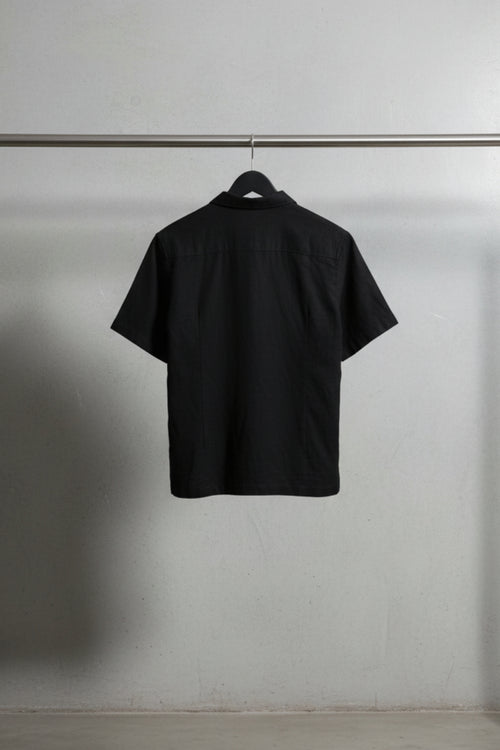 BASIC Men's Black Short Sleeve Collared Shirt