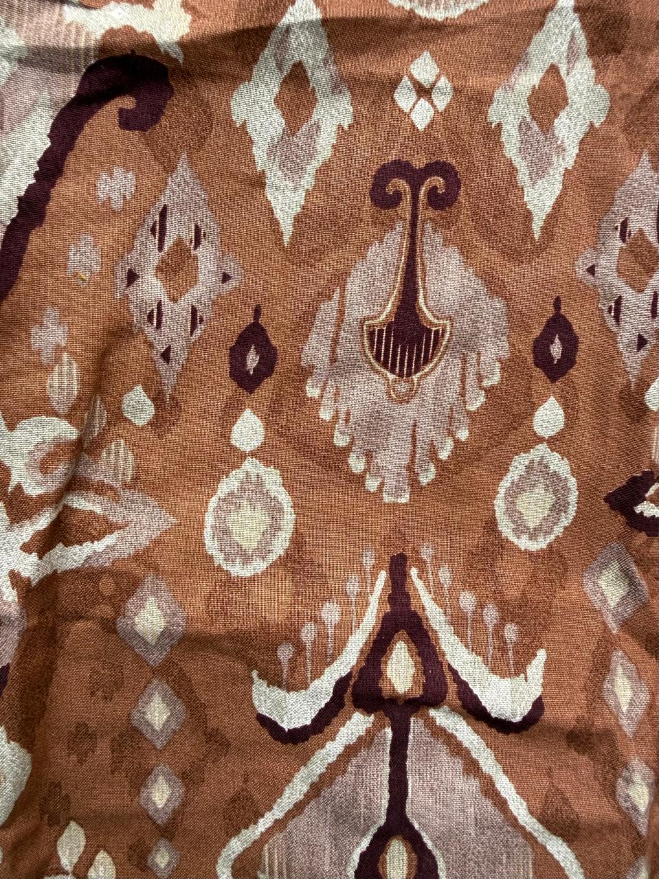 Brown Printed Short Sleeve Tunic Top