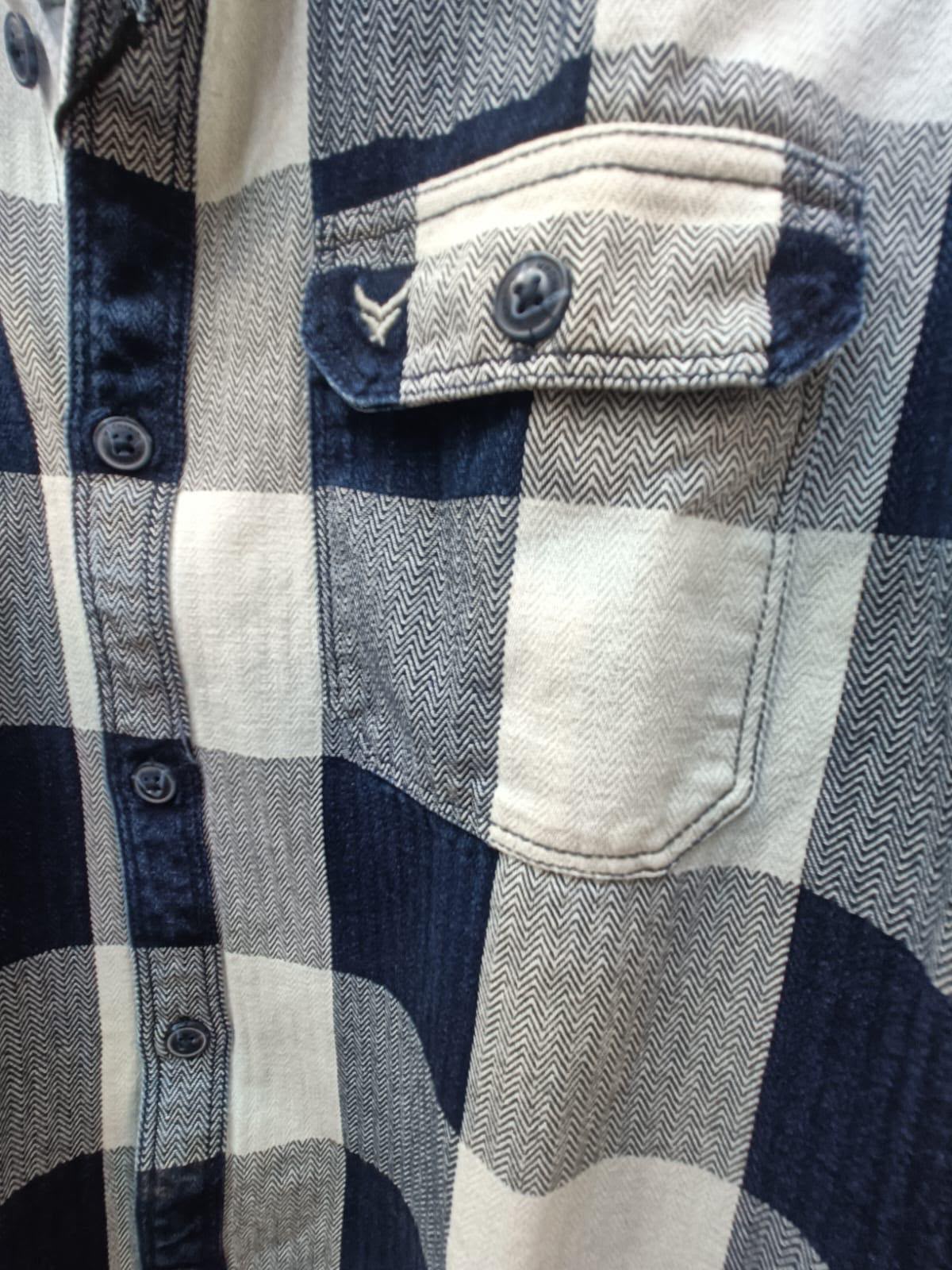 MECHANIC LONDON Men's Blue & White Plaid Check Casual Shirt