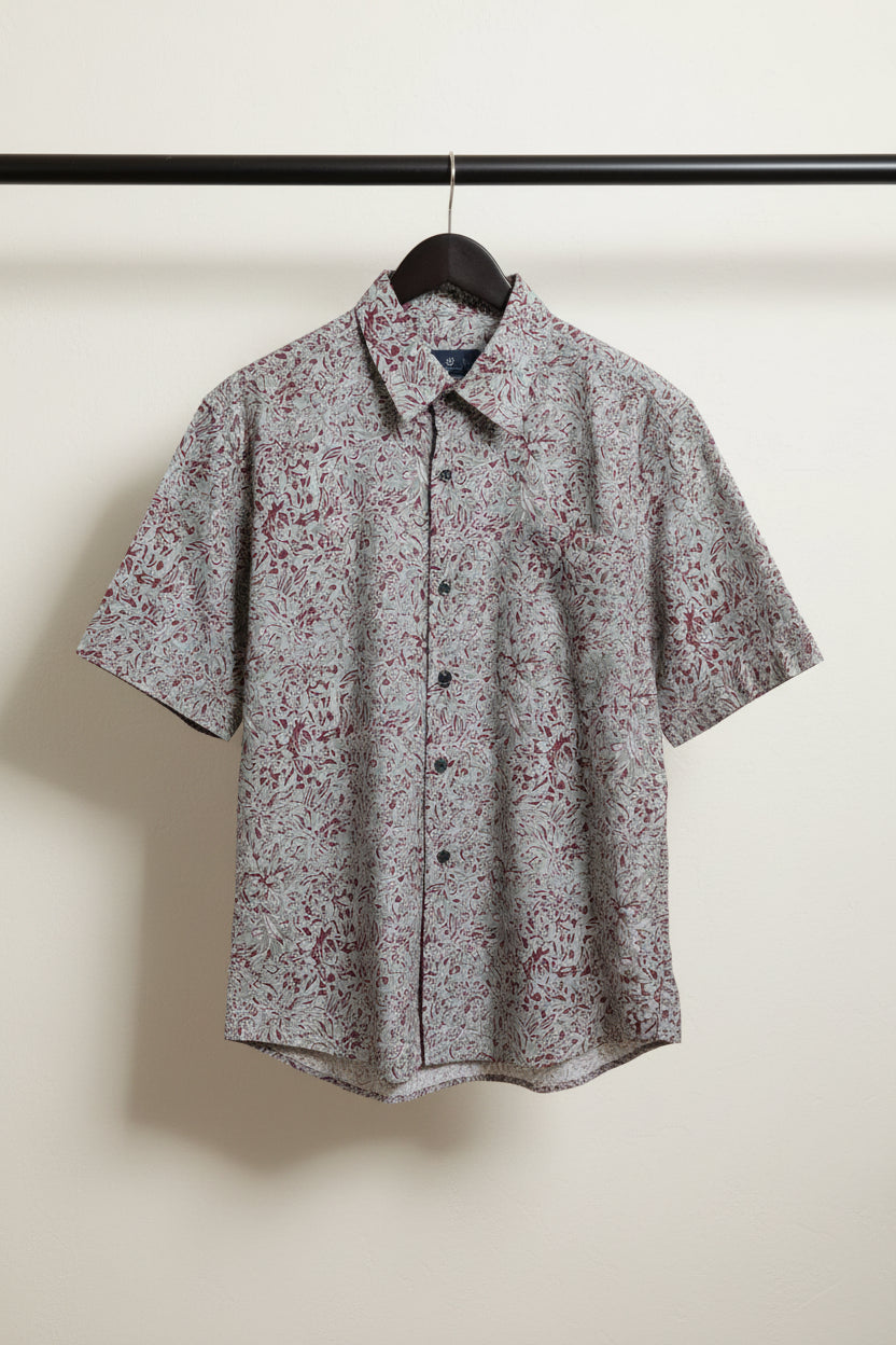 Bulan Bintang Men's Relaxed Fit Abstract Print Short Sleeve Shirt