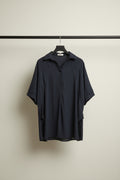 DT Company Women's Navy Blue Collared Tunic Blouse