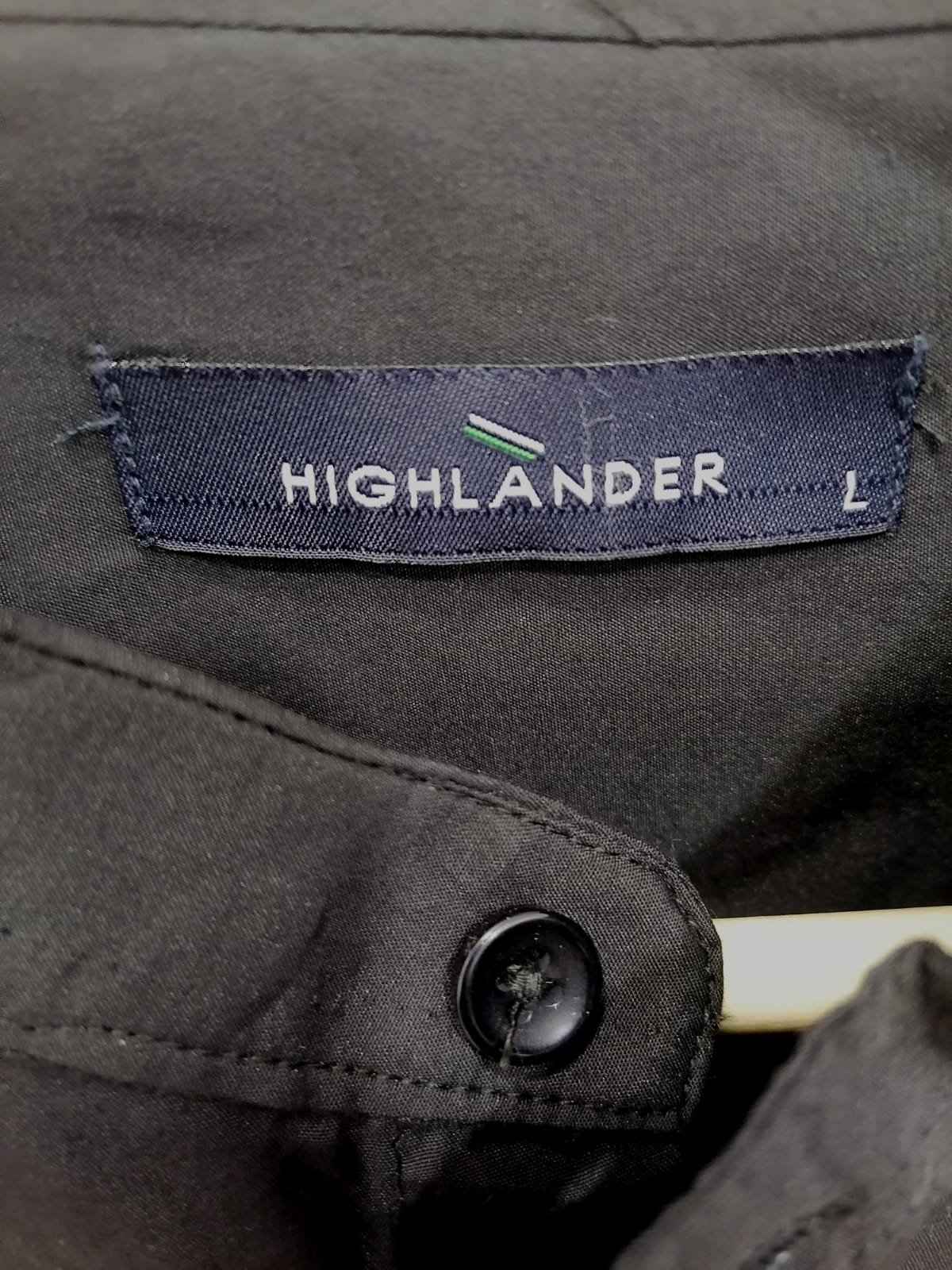 Highlander Men's Black Mandarin Collar Long Sleeve Casual Shirt