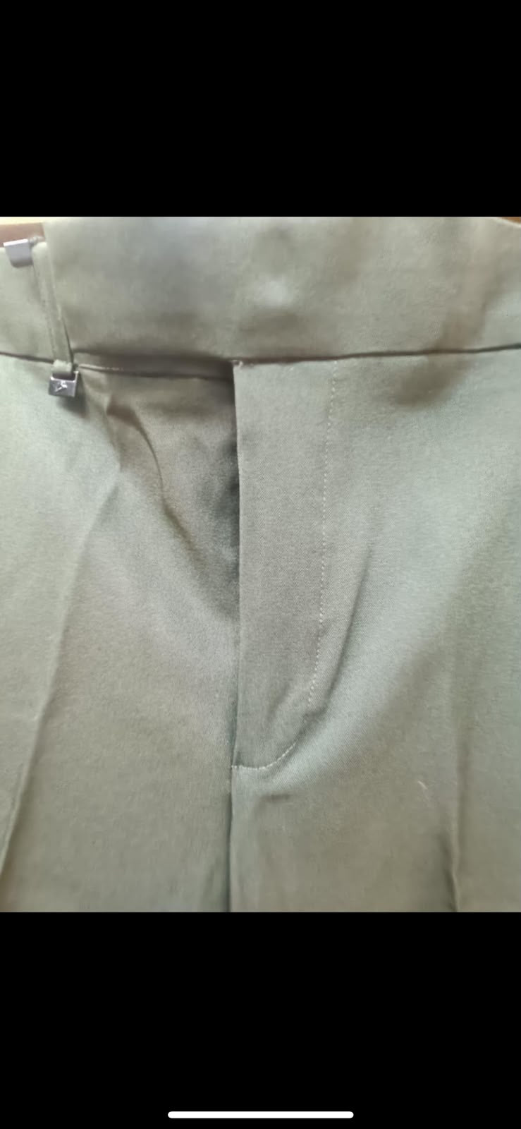 BEGINS Men's Olive Green Flat Front Formal Trousers