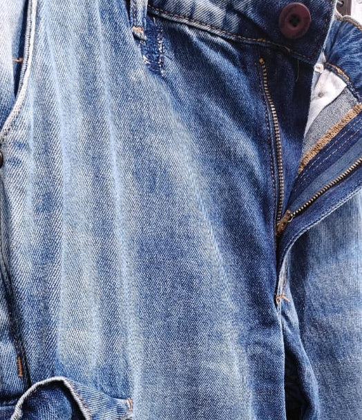 ET HERE & NOW Men's Blue Washed Cargo Jeans