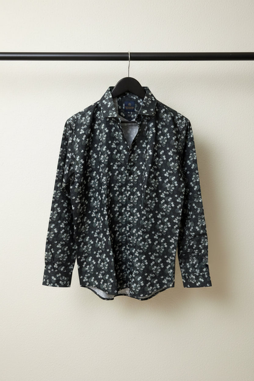 Red Water Men's Black Geometric Print Casual Shirt