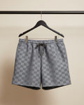 Grey Checkered Drawstring Shorts