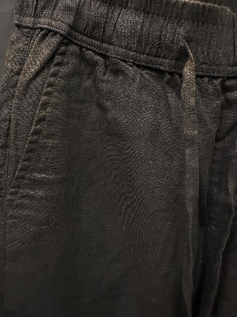 FC UNITED Men's Black Linen Baggy Fit Pants