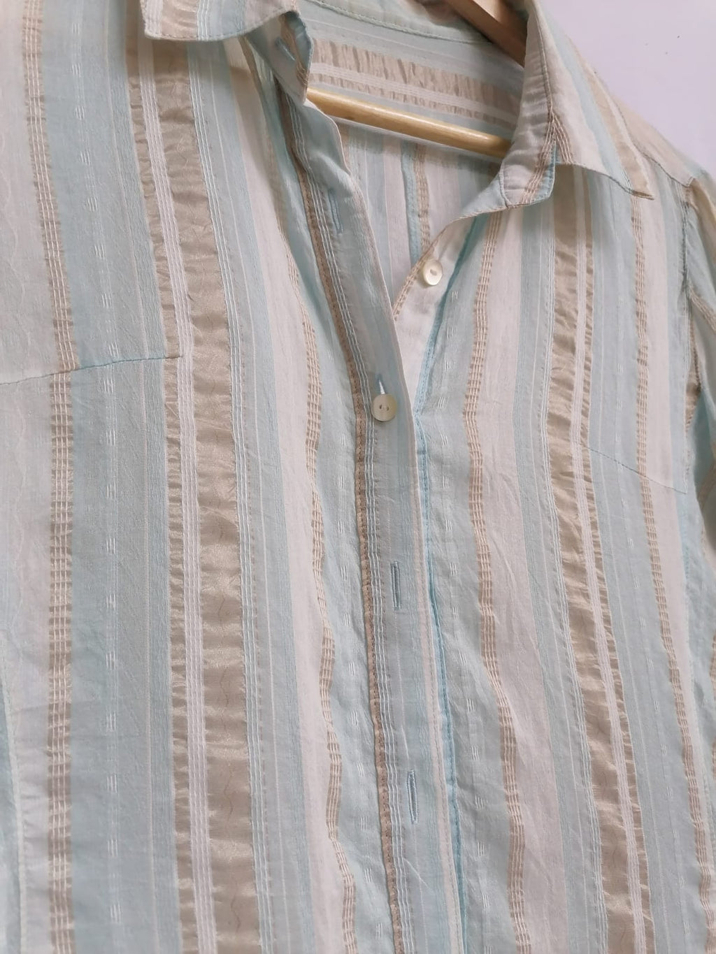 Women's Striped Long Sleeve Collared Shirt