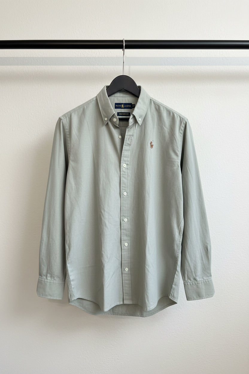 Ralph Lauren Men's Sage Green Custom Fit Long Sleeve Shirt