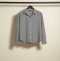 Black and White Striped Long Sleeve Button-Up Shirt