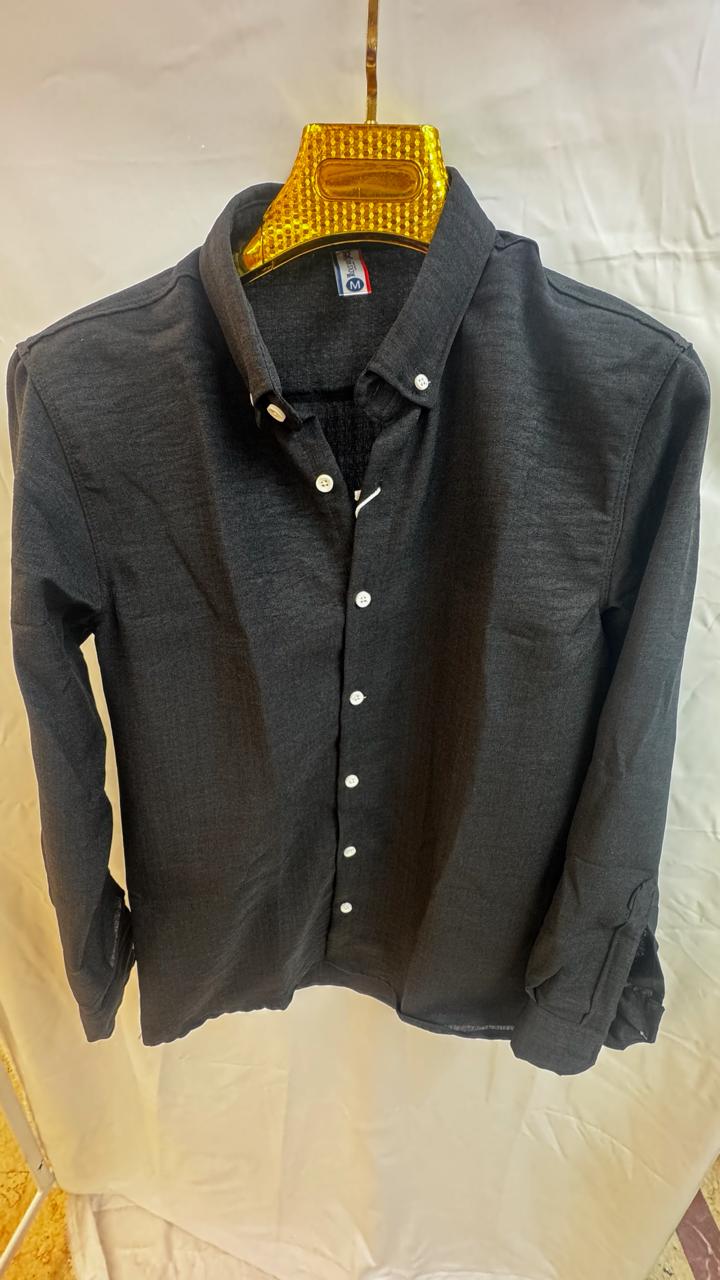 Men's Black Long Sleeve Button-Down Shirt by THE ROCK WAY