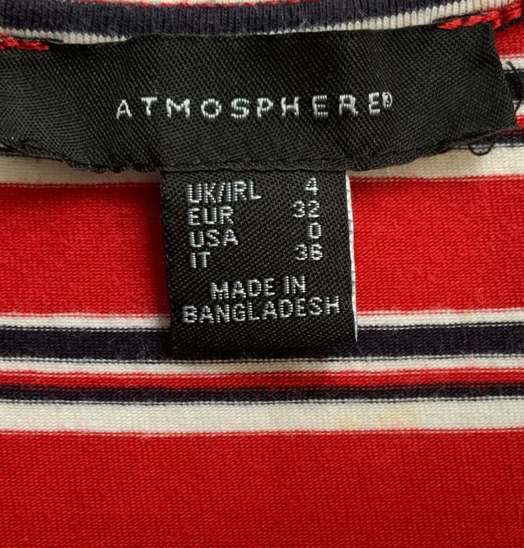 Atmosphere Red White Black Striped Short Sleeve Bodycon Mini Dress