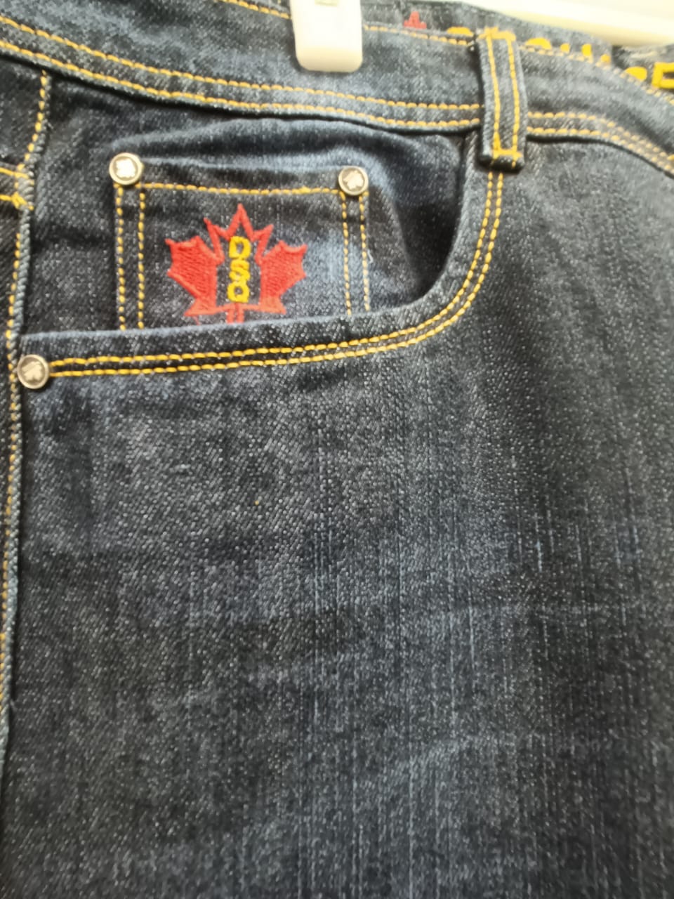 DSQUARED2 Men's Dark Blue Denim Jeans with Maple Leaf Logo