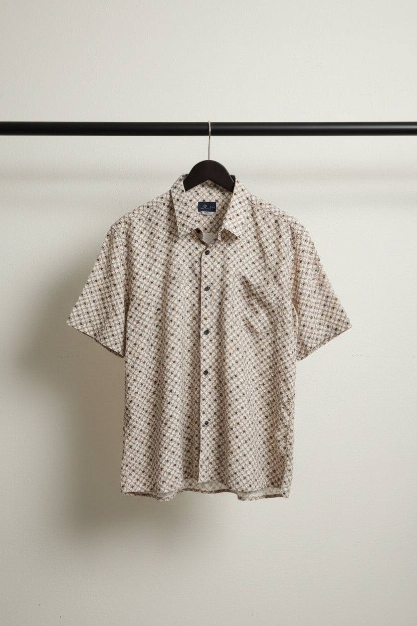 Bulan Bintang Men's Relaxed Fit Patterned Short Sleeve Shirt