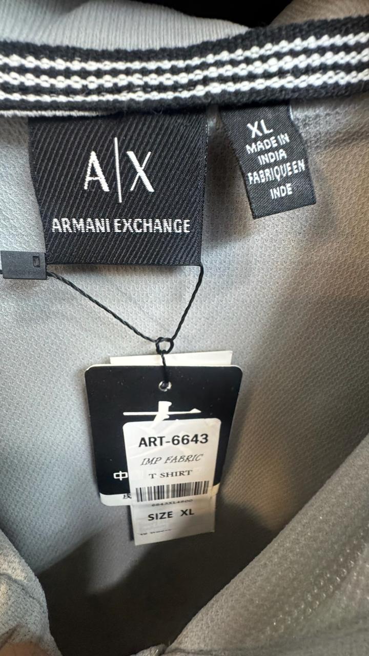 Armani Exchange Men's Grey Polo T-Shirt
