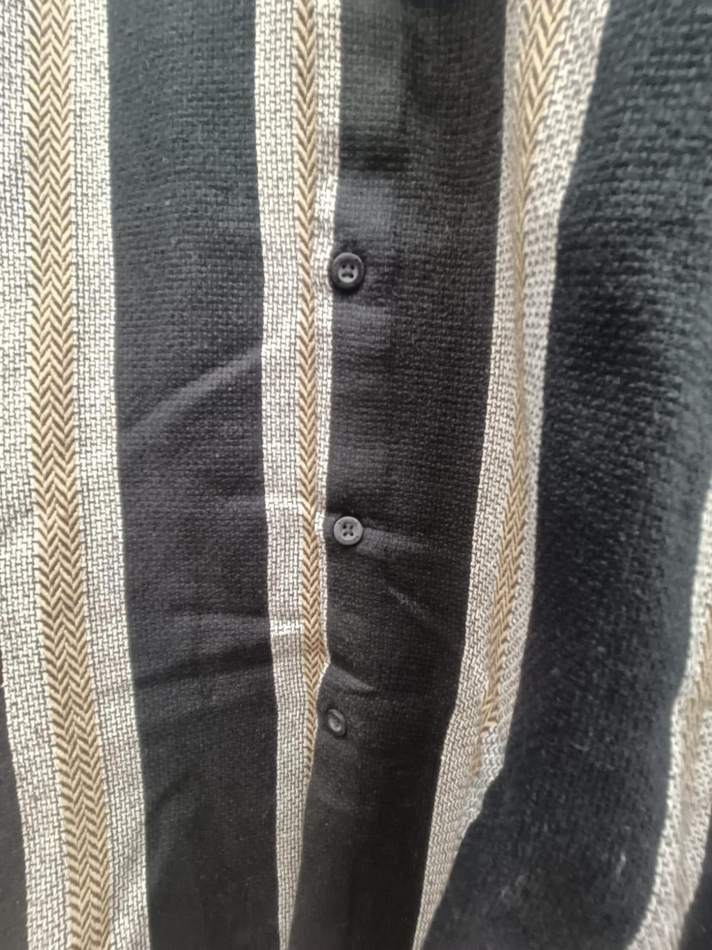 Men's Black and Beige Striped Full Sleeve Casual Shirt