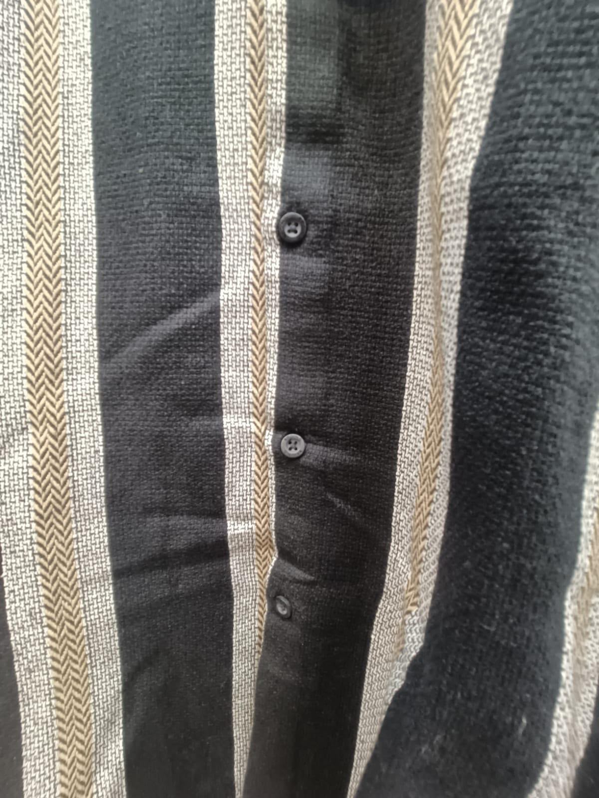 Men's Black and Beige Striped Full Sleeve Casual Shirt