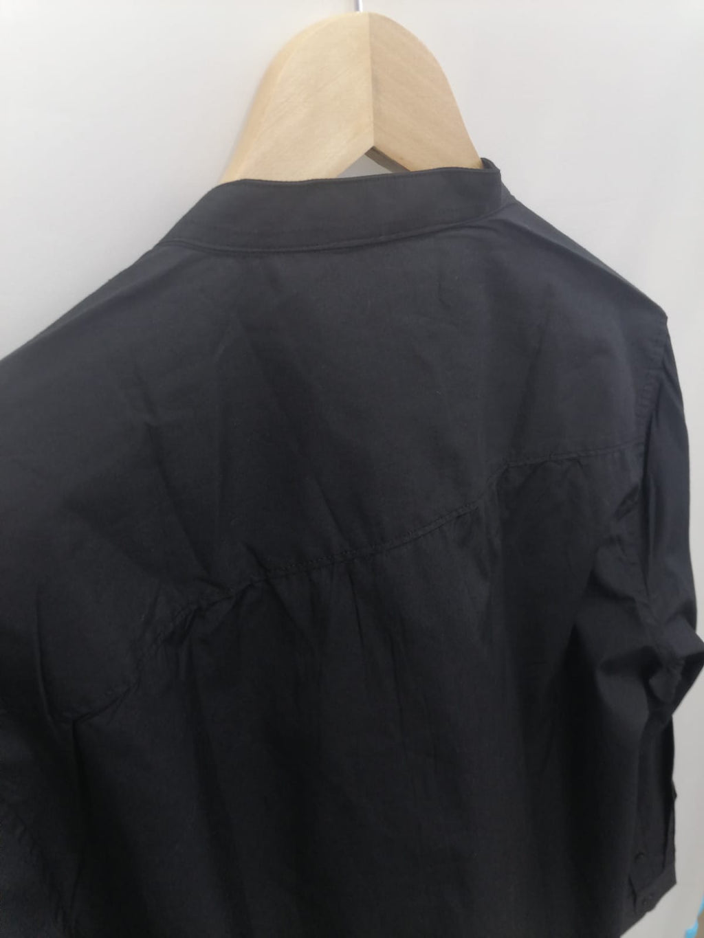 Highlander Men's Black Mandarin Collar Long Sleeve Casual Shirt