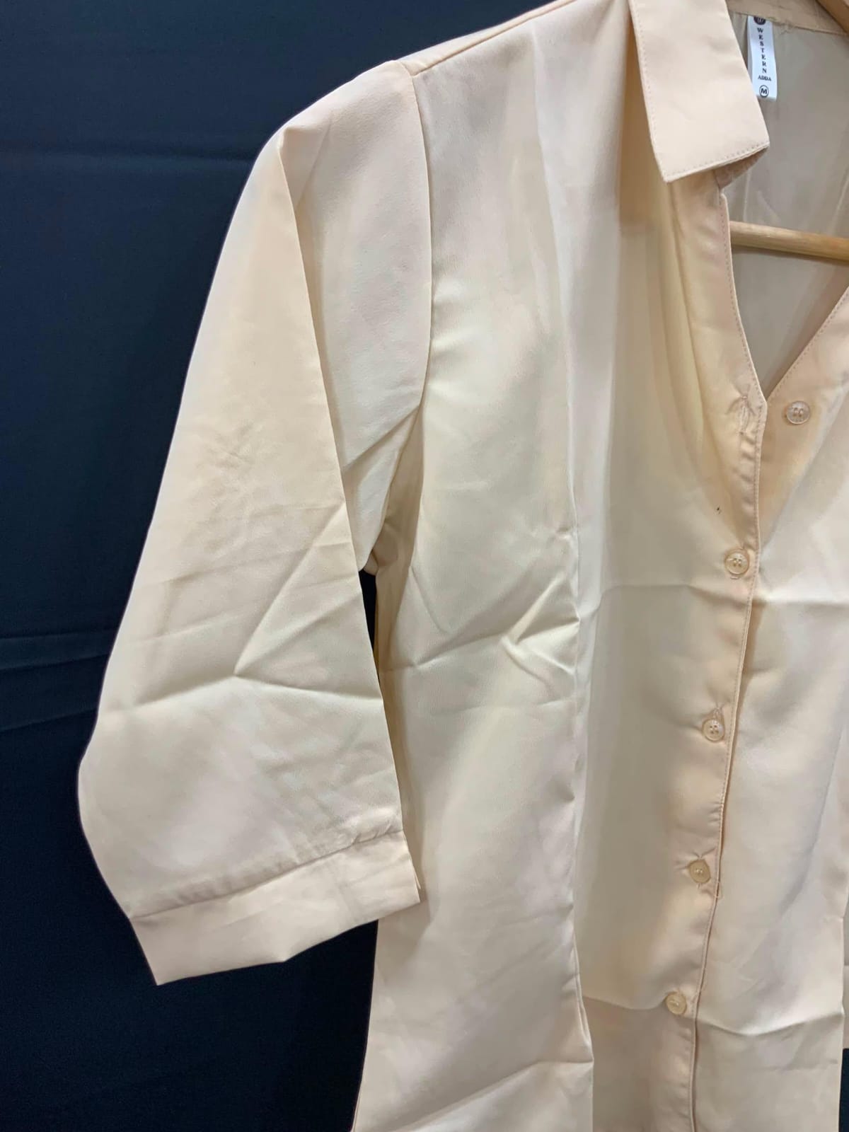 Western Adda Women's Beige 3/4 Sleeve Collared Shirt