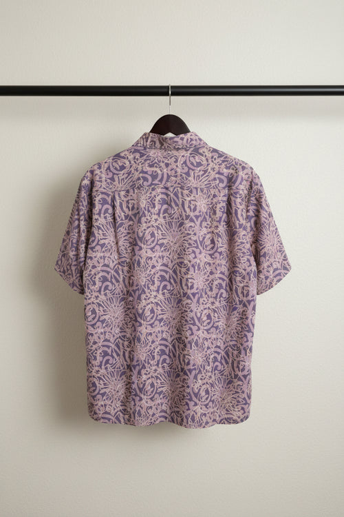 Bulan Bintang Men's Purple Abstract Print Relaxed Fit Short Sleeve Shirt