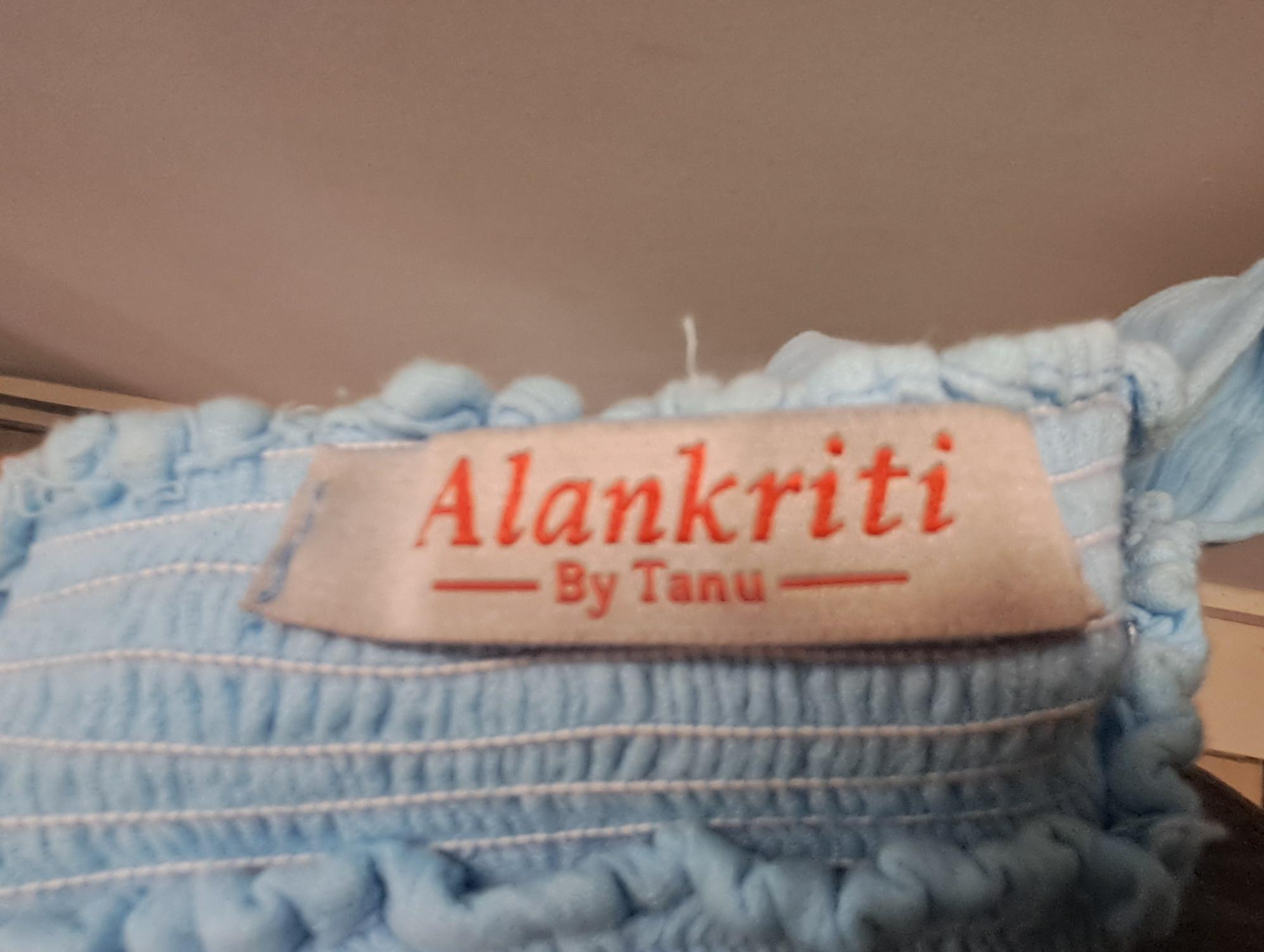 Alankriti By Tanu Women's Sky Blue Square Neck Smocked Midi Dress