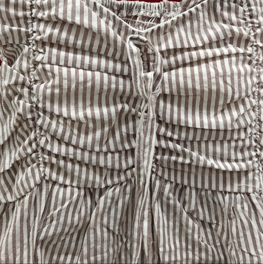 Women's Striped Ruched Sleeveless Top