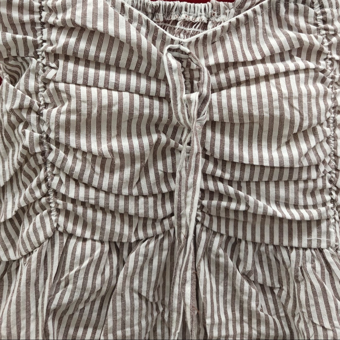 Women's Striped Ruched Sleeveless Top