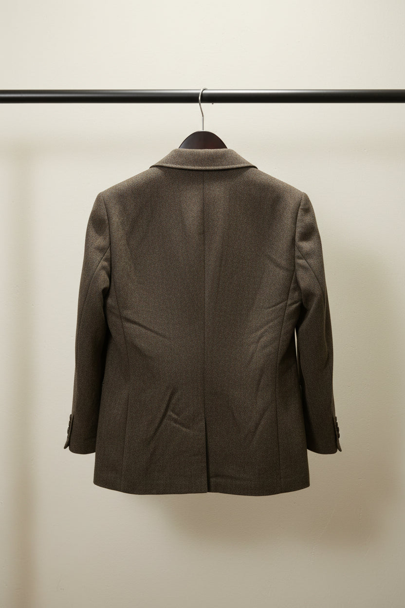 Saint Laurent Paris Women's Brown Herringbone Wool Blazer Jacket