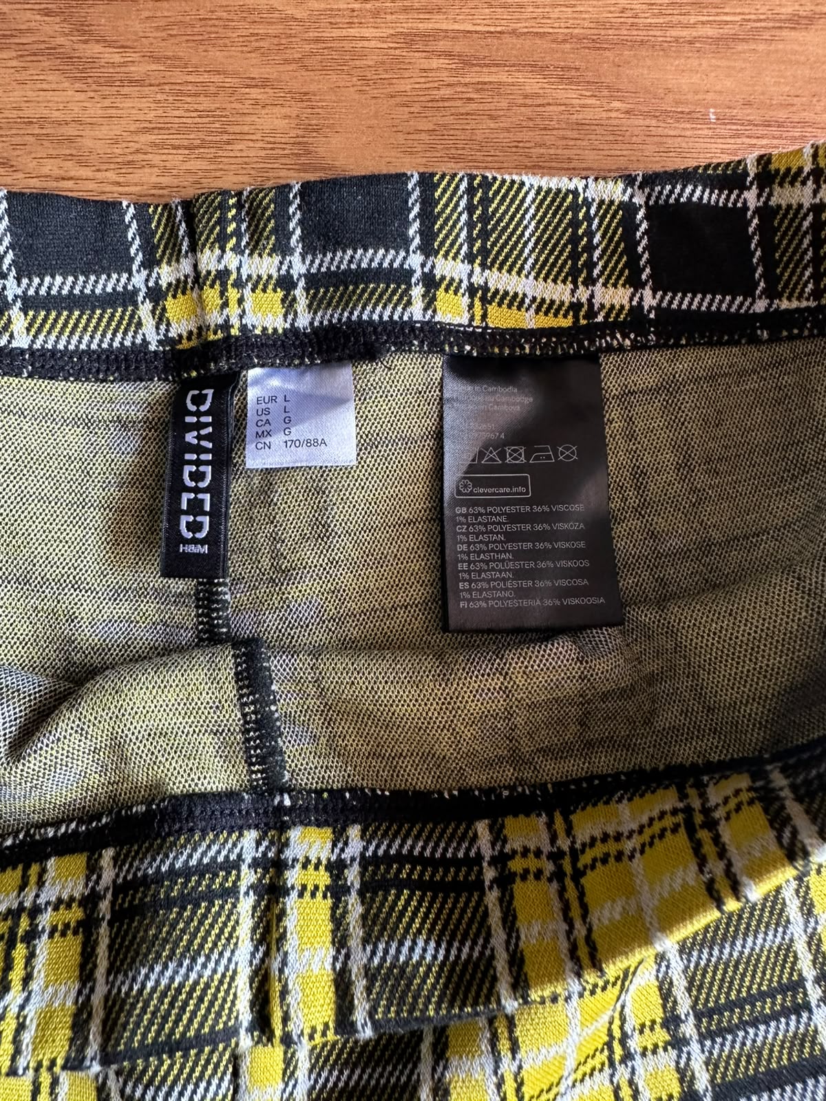 DIVIDED Women's Yellow Plaid Flared Trousers with Side Slits