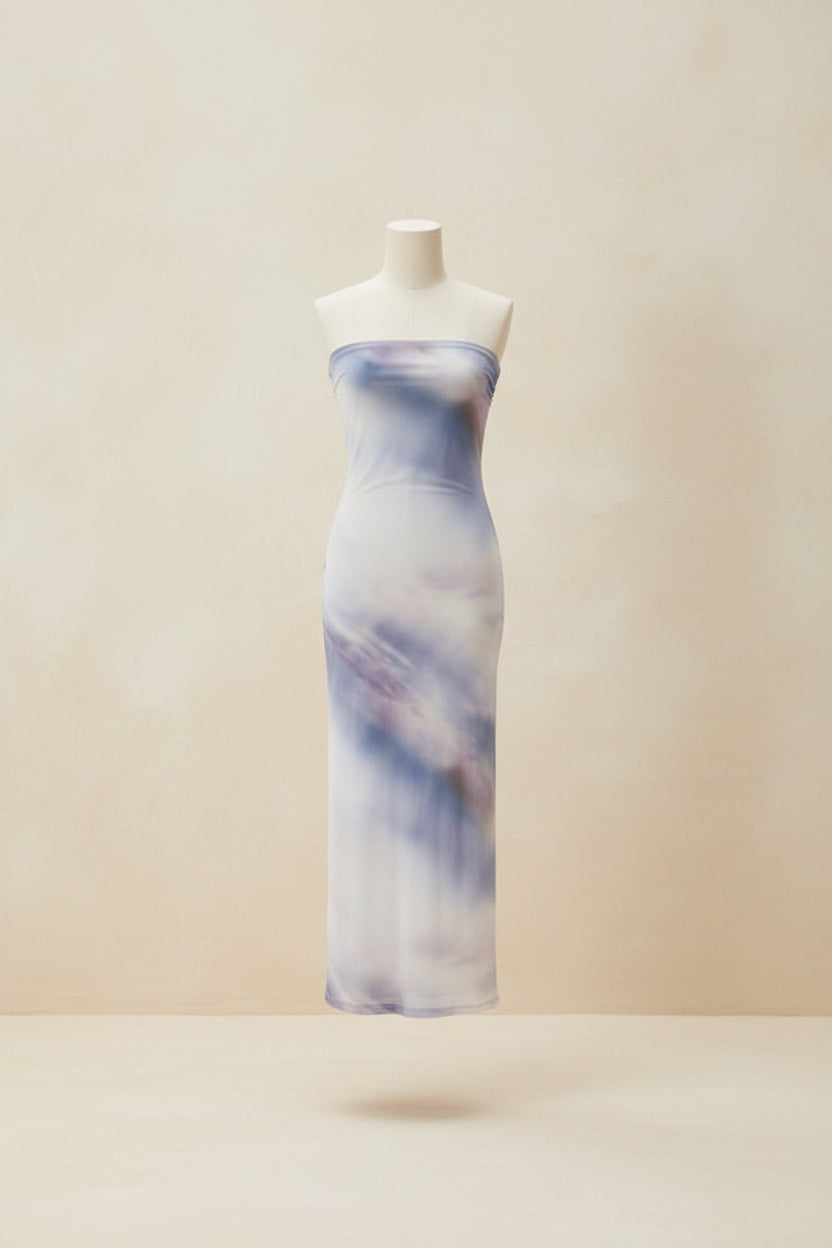 DIVIDED H&M Women's XS Multicolor Tie-Dye Strapless Bodycon Maxi Dress