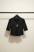 Women's Black Collared 3/4 Sleeve Shirt by Western Adda
