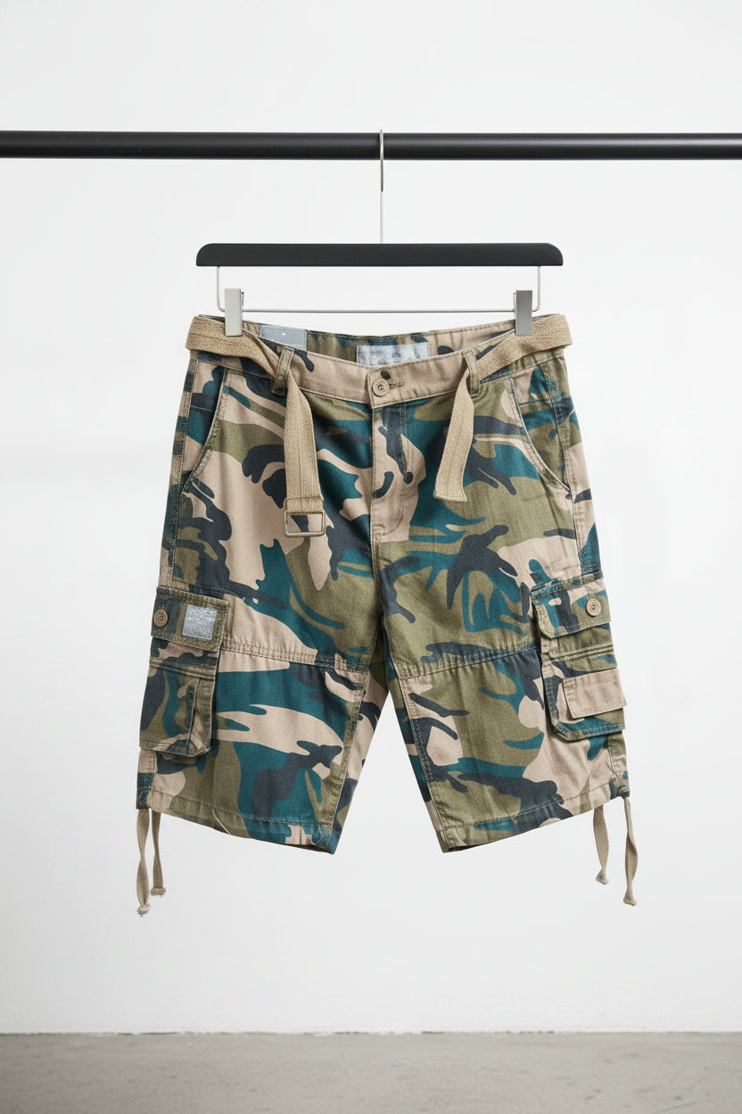 Men's Camouflage Cargo Shorts with Belt - Style & Focus