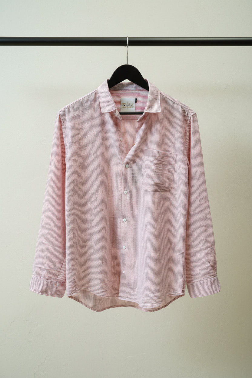DACMAN Men's Pink & White Striped Full Sleeve Casual Shirt