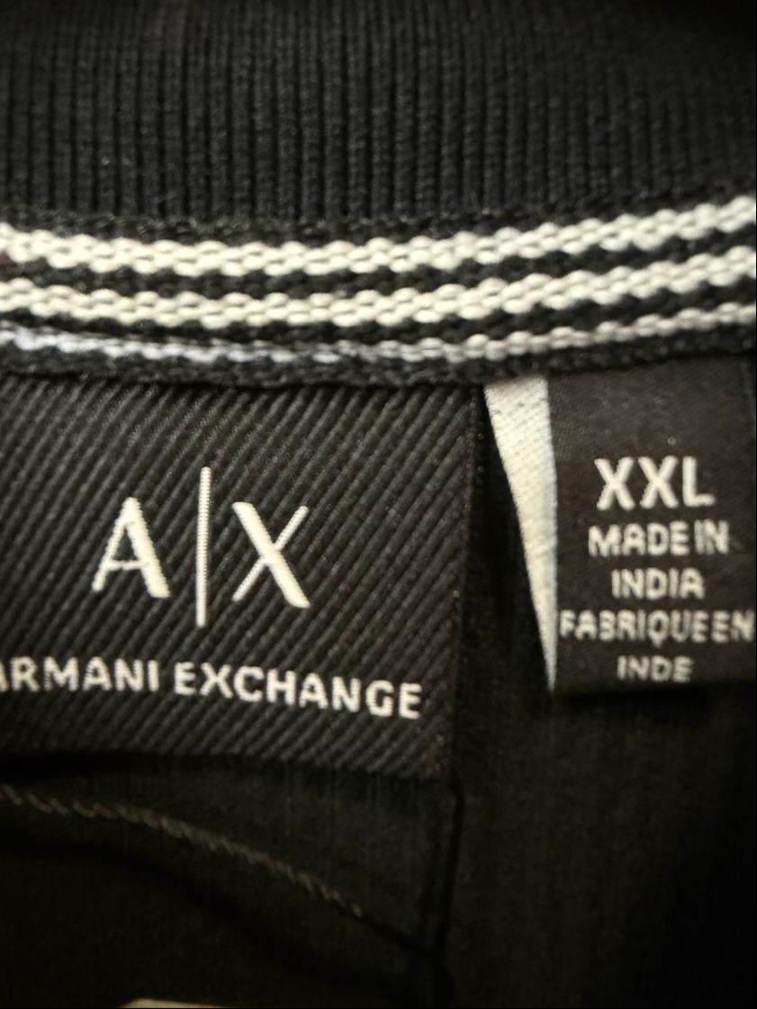 Black Armani Exchange Zip-Up Polo T-Shirt