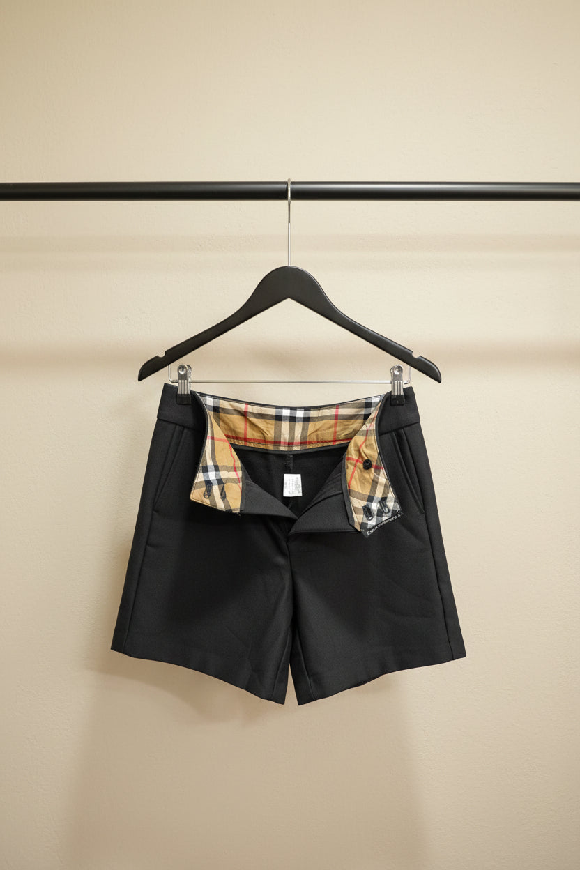 Alexander Wang Black Plaid Waistband Tailored Shorts