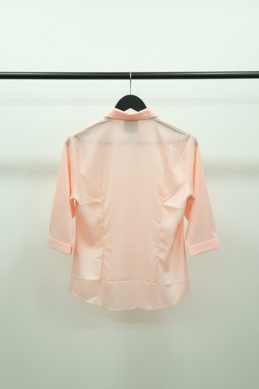 Western Adda Women's Peach Collared 3/4 Sleeve Shirt