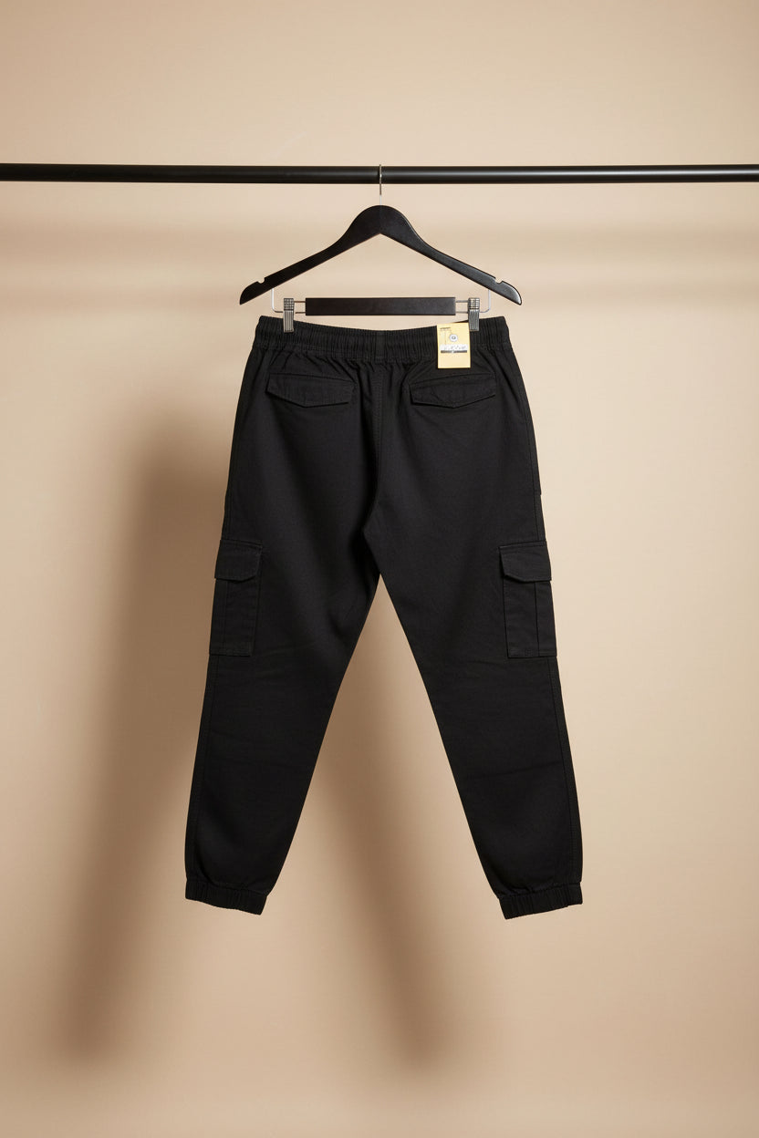 Aathar Men's Black Cargo Joggers