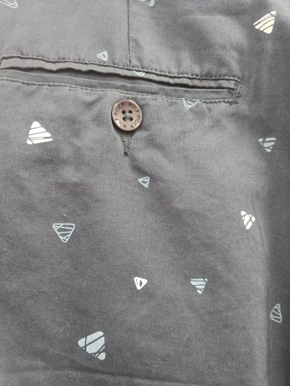 Wolf Rider Men's Dark Blue Printed Casual Shorts